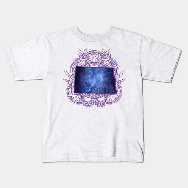 North Dakota Mandala Kids T-Shirt by Manfish Inc.